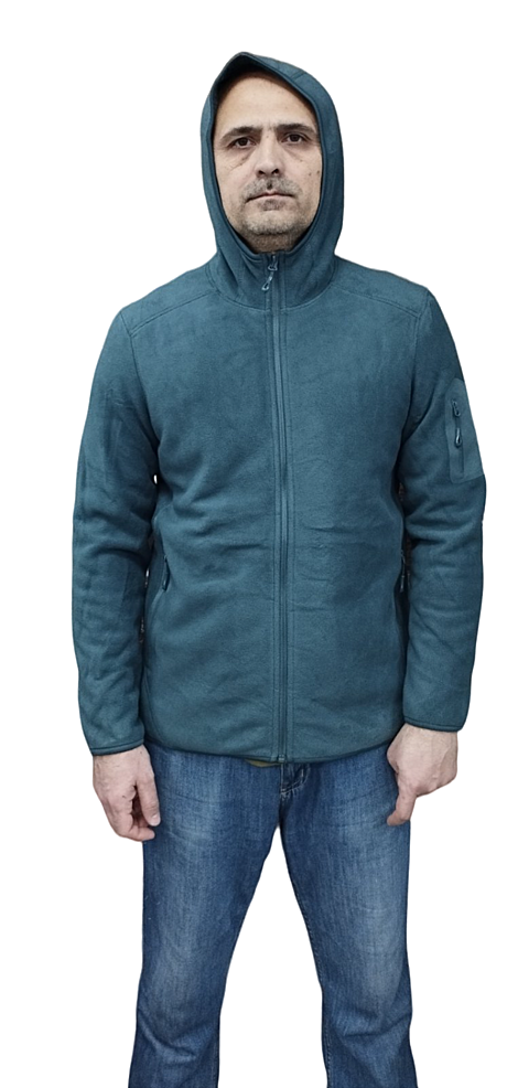 Толстовка GG c капюшоном (серый/изумруд) (3XL)