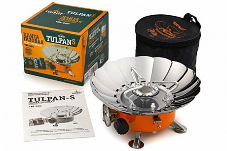 Мини газовая плита TULPAN-S (TM-400) с ветрозащитой