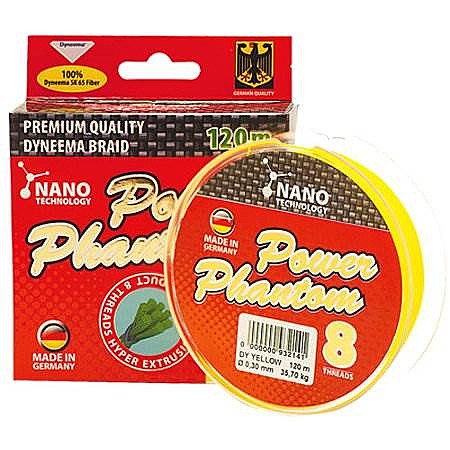 Шнур Power Phantom 8x, 120м, желтый, 0,28мм, 31,75кг